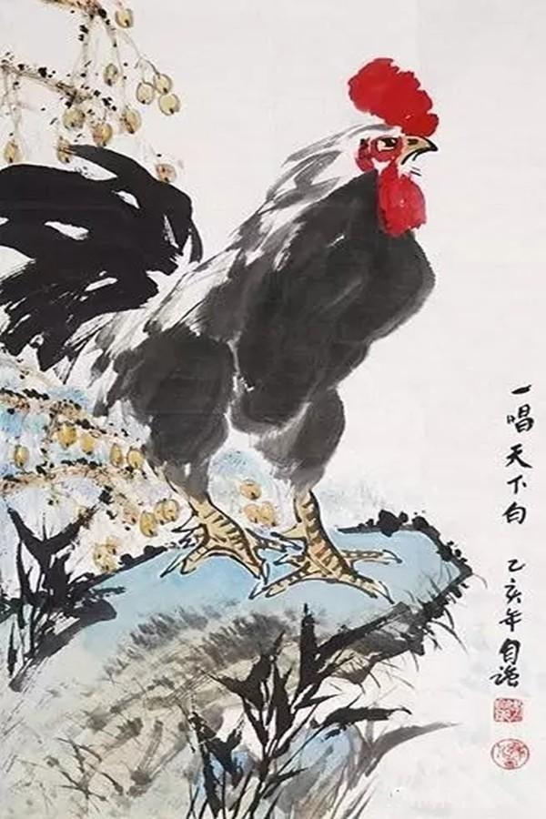 咏鸡诗10首 雄鸡图10幅：雄鸡一声天下白 大吉大利！